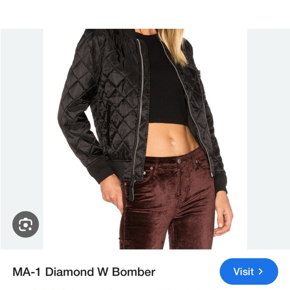 Alpha Industries Quilted Black Bomber Jacket